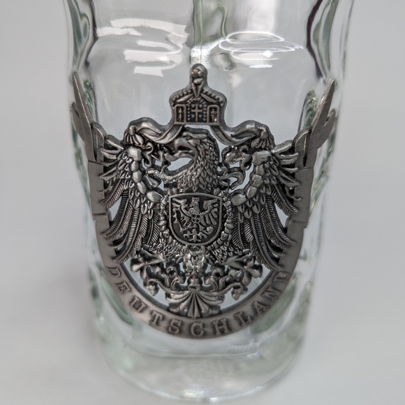 German Stein Glass .5L with Deutchland Eagle Medallion - Picture 3 of 11